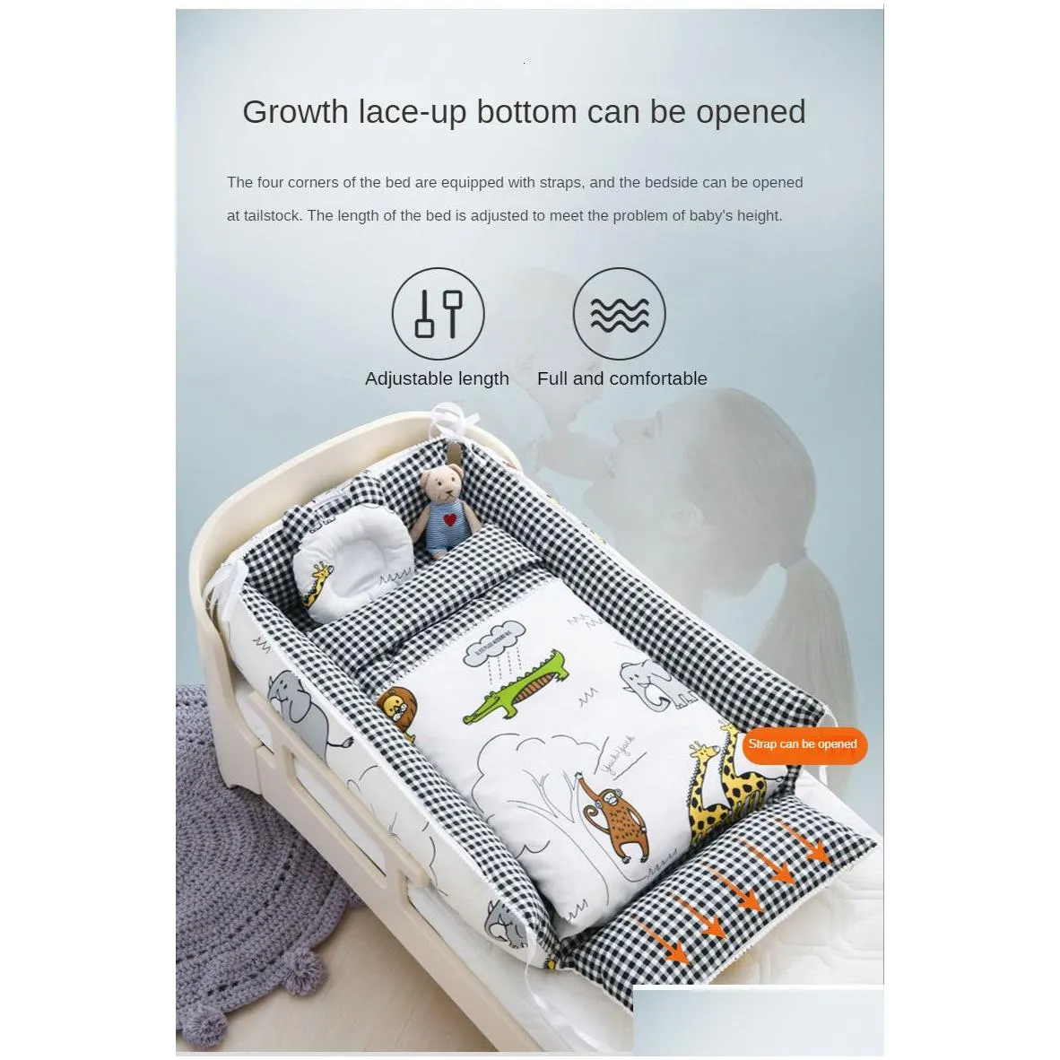 baby cribs soft cushion uterus foldable crib in bed with high border guard for comfortable sleep infant accessories 230915