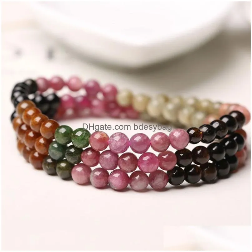 Beaded Colorf Natural Stone Handmade Strands Beaded Bracelets For Women Girl Lover Charm Yoga Party Club Fashion Jewelry Drop Deliver Dhm3L