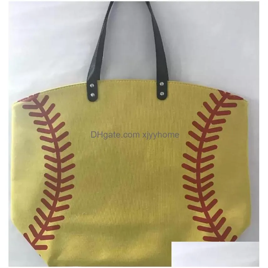 Arts And Crafts Canvas Bag Baseball Tote Sports Bags Casual Softball Football Soccer Basketball Cotton Bag5393204 Drop Delivery Dhjr7