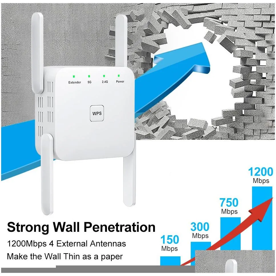 routers 5ghz wireless wifi repeater 1200mbps router wifi booster 2.4g long range extender 5g wi-fi signal amplifier 221019