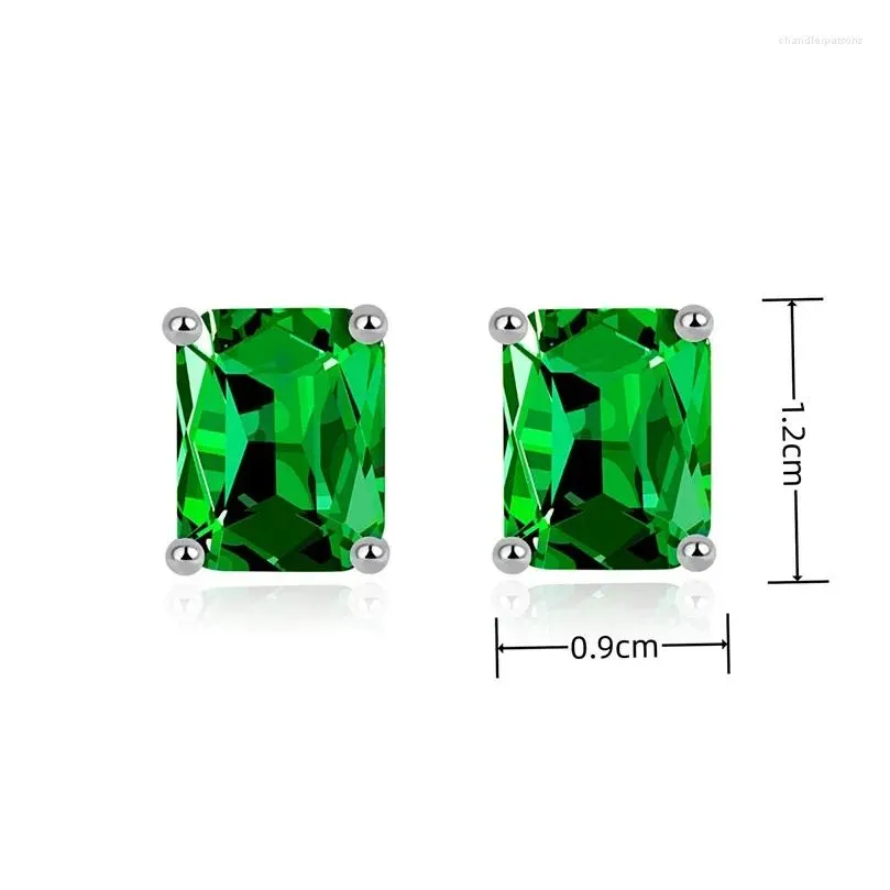stud earrings fashion crystal square for lady piercing ear accessories trendy s925 needle women jewelry