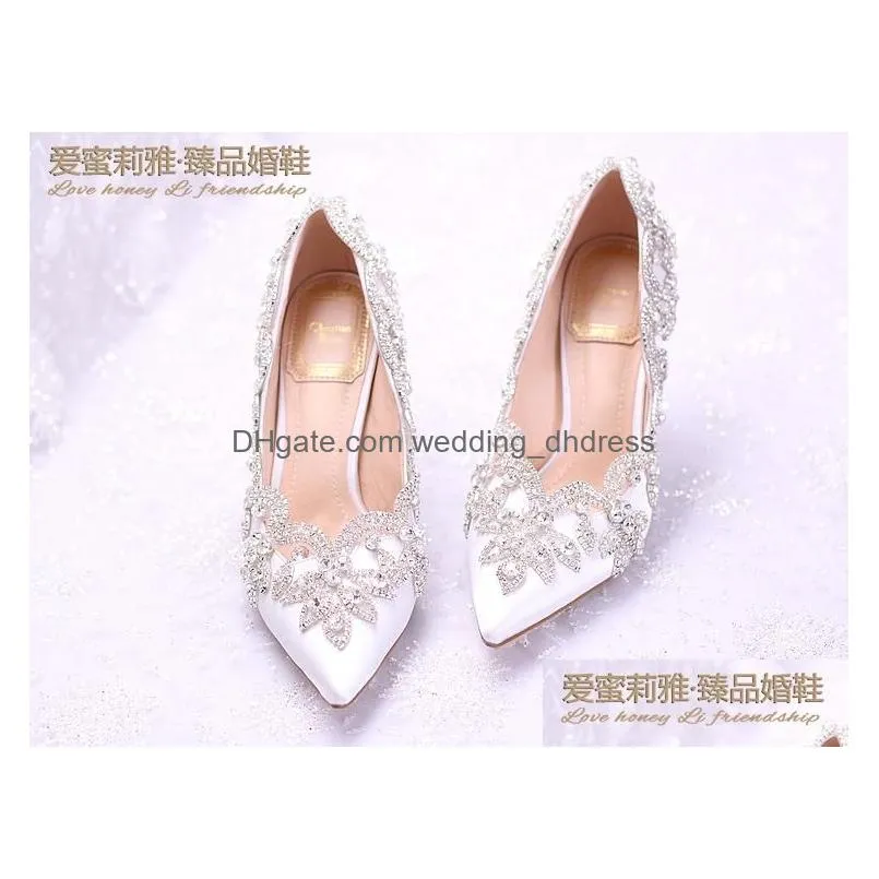 2020 beaded fashion luxury women shoes high heels bridal wedding shoes ladies women shoes party prom 9cm256e