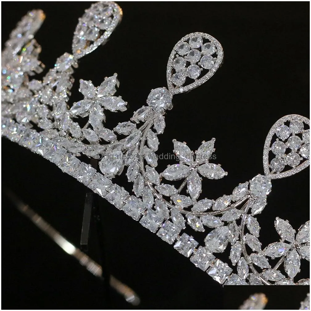 high quality crystal cubic zirconia wedding bridal tiara luxury crown tiara womens dance party hair accessories204q