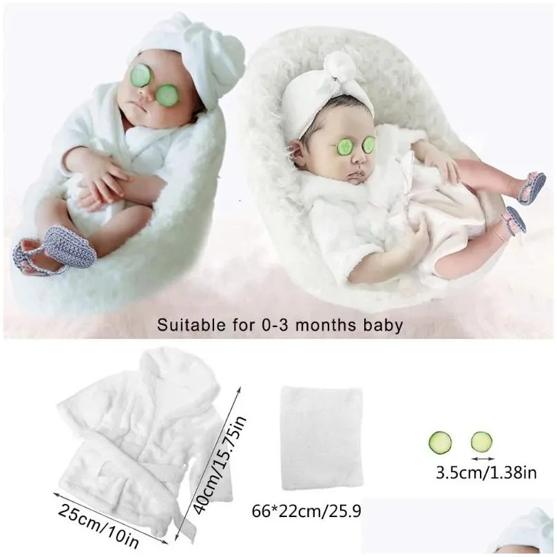 keepsakes 5pcs baby bathrobes bath towel purple baby hooded robe with belt born pography props baby po shoot accessories 231204