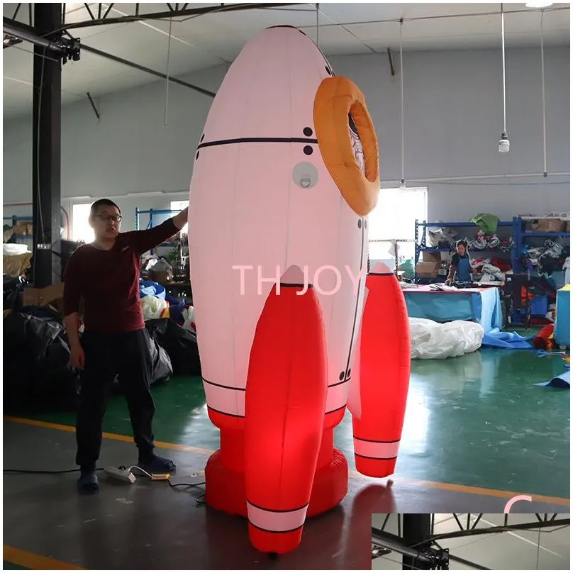 free door delivery outdoor activities 2.5m high exhibition advertising decoration model inflatable space shuttle rocket balloon with led