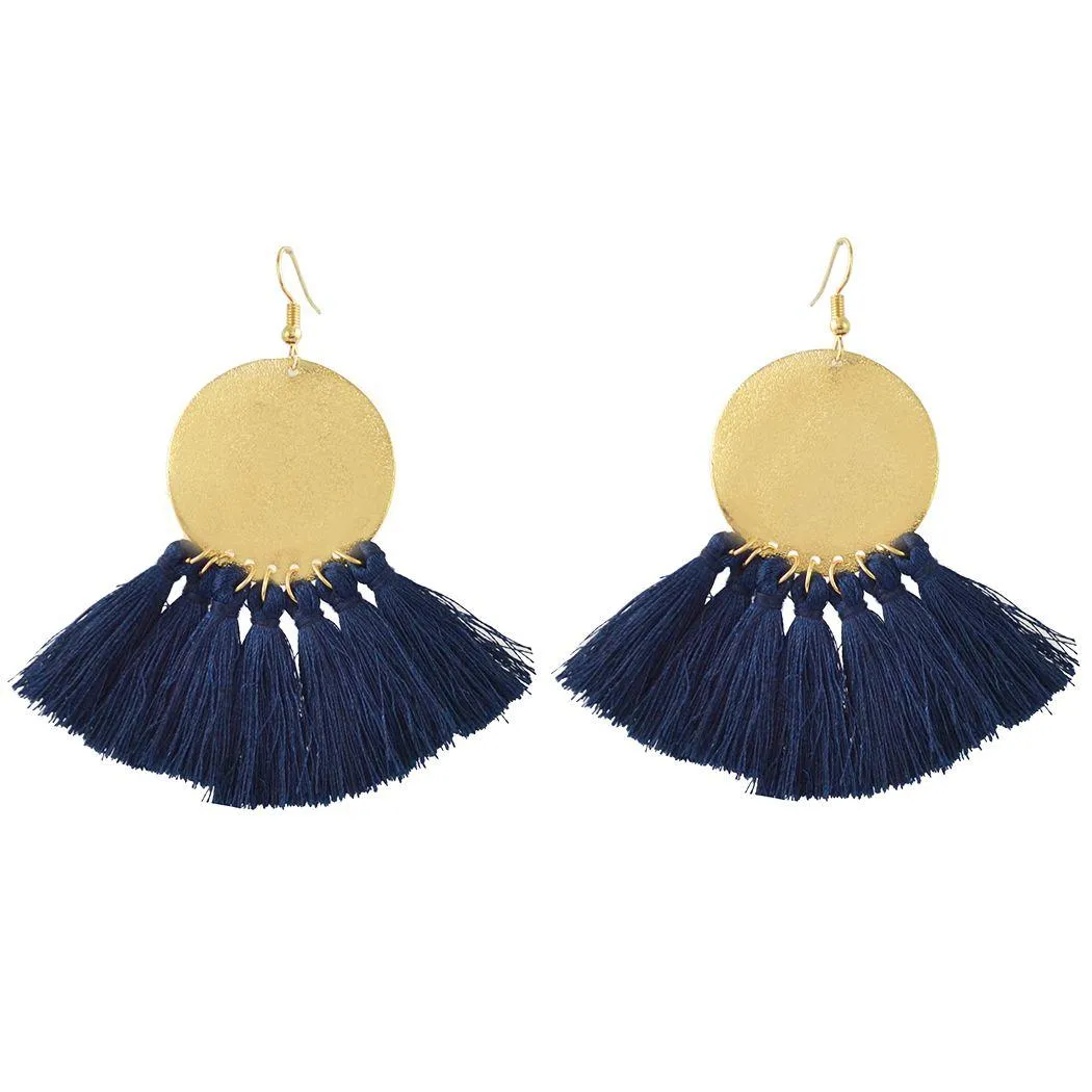 idealway Fashion 5 Colors Gold Plated Alloy Thread Tassel Shourouk Earrings