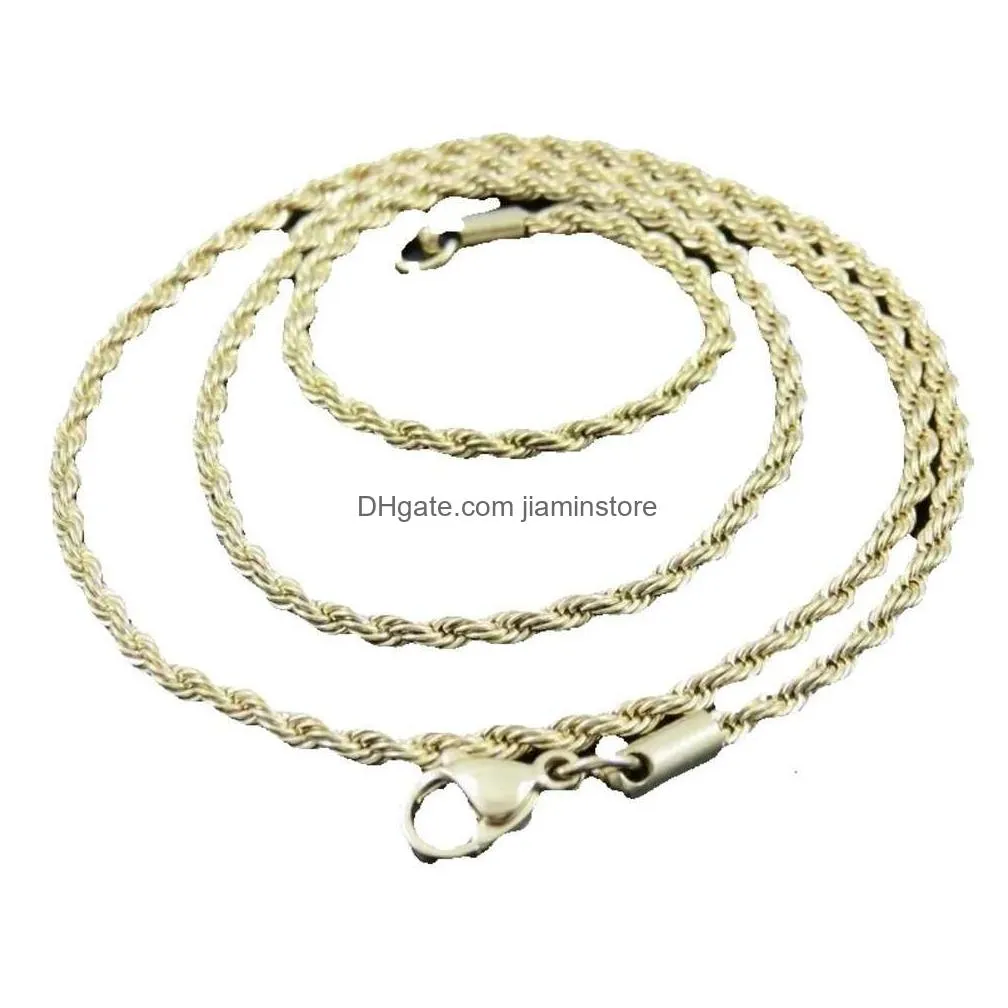 Chains High Quality Gold Plated Chain Stainless Steel Necklace For Women Men Golden Fashion Twisted Rope Chains Jewelry Gift 2 3 4 5 6 Dhywq