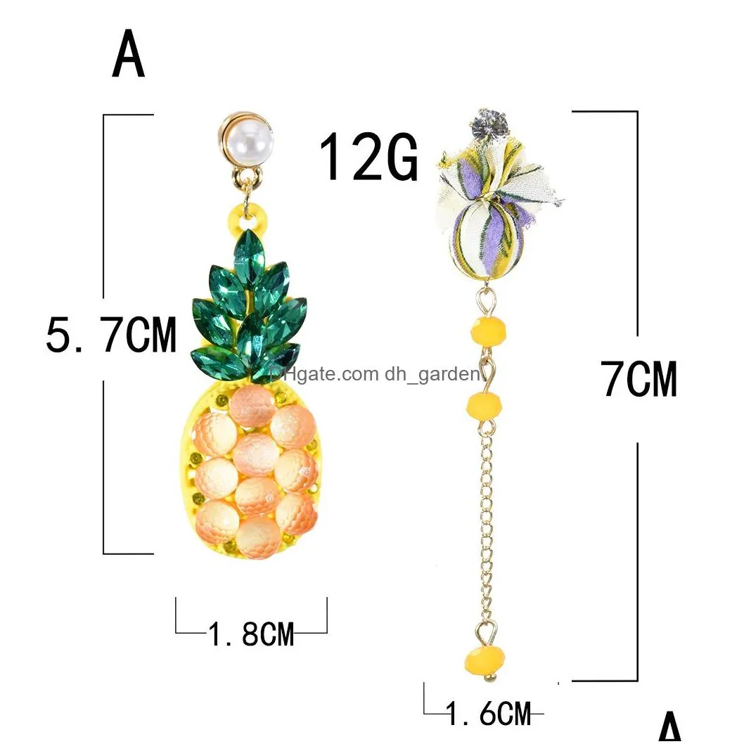 2 Styles Summer Fruit Pineapple-shaped with Crystal Acrylic Drop Dangle Earrings for Women and Girls Gift