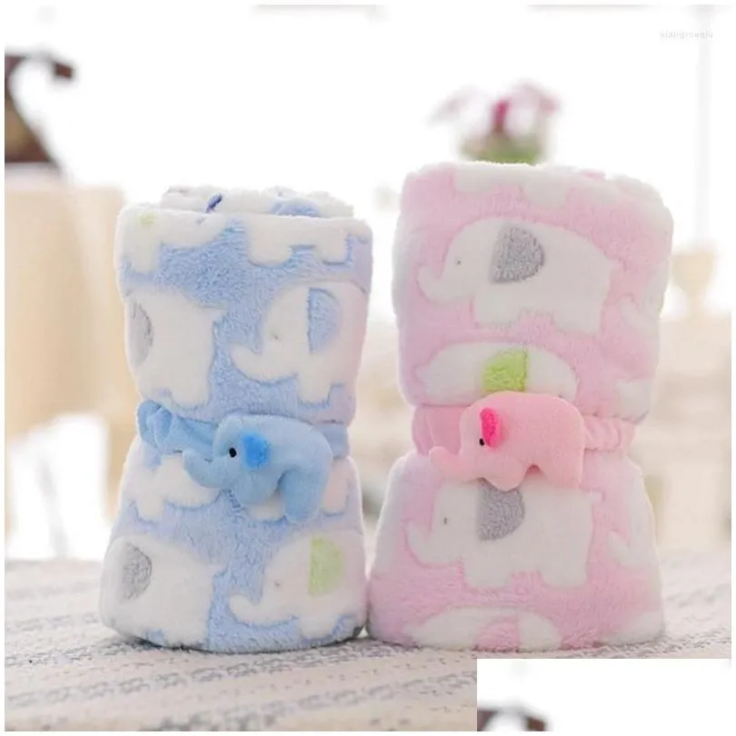 blankets cute elephant cartoon baby blanket born air conditioning quilt coral velvet pillow dual-use products