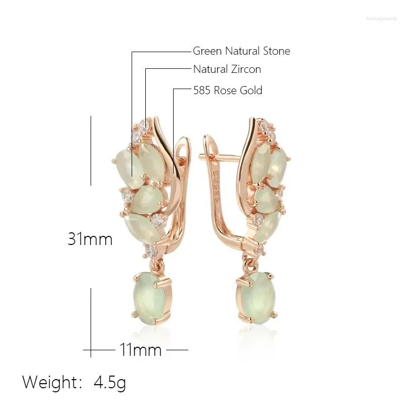 dangle earrings wbmqda luxury fashion green crystal flower long drop for women 585 rose gold color ethnic wedding fine zircon jewelry