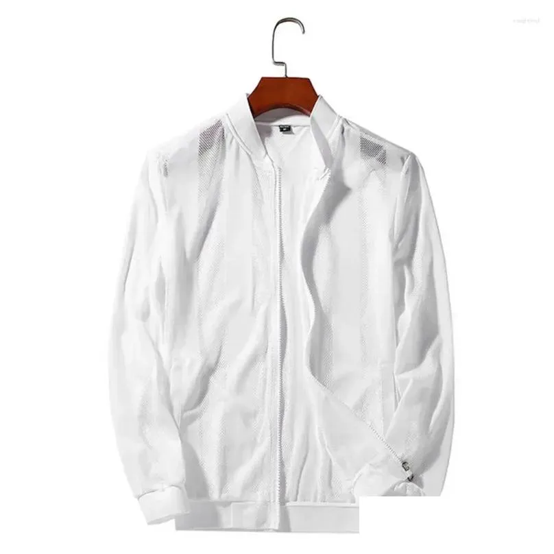men`s jackets sunscreen jacket comfortable super thin hollow men coat zipper closure lightweight summer for outdoor