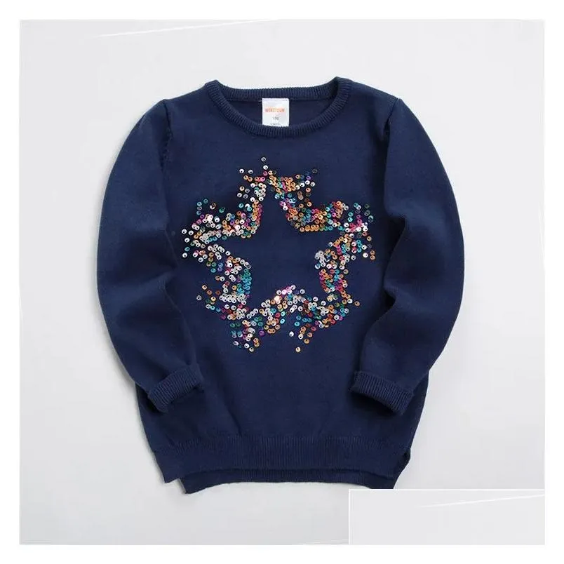 hotsell new kids sweater soft cartoon pullover sweater for girls fashion sequins childrens knitting clothes baby boy & girl jumper 3-7 y