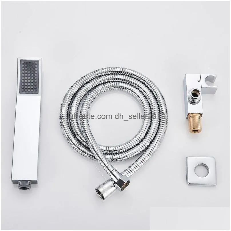 Bathroom Shower Heads Poiqihy Golden Handshower Head 150Cm Stainless Steel Shower Hose Plastic Bracket Faucet Wall Mounted Accessor 22 Dhc7Q