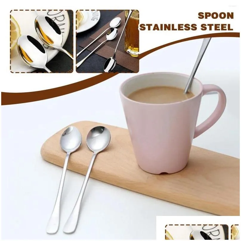 spoons stainless steel coffee spoon creative long handle teaspoon kitchen scoop ice dessert cream tableware tools snack 1pc mini s