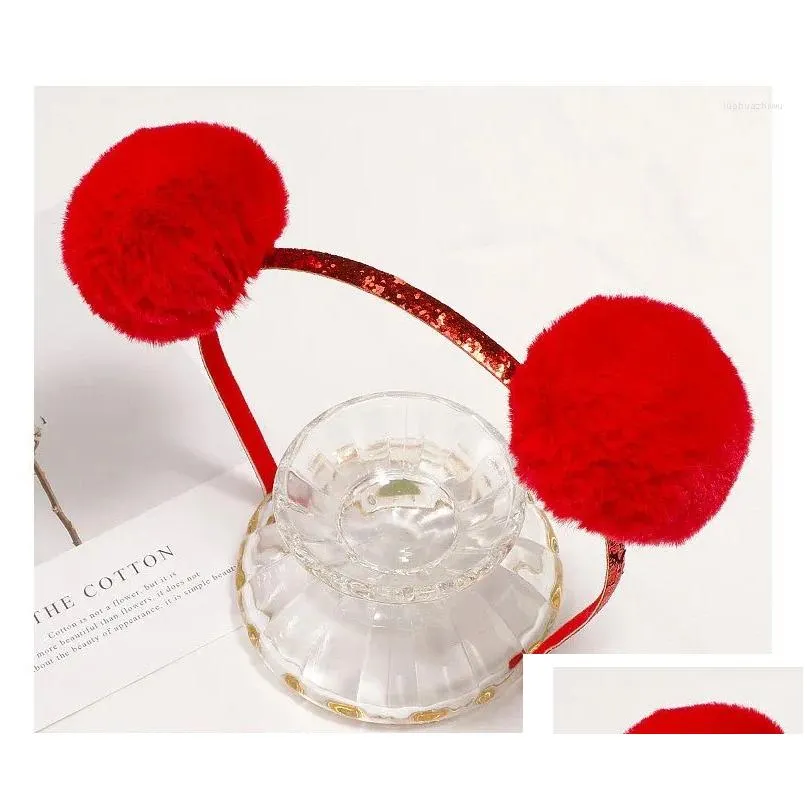 hair accessories boutique 10pcs fashion cute fur pom hairbands glitter animal ears sticks princess headwear winter