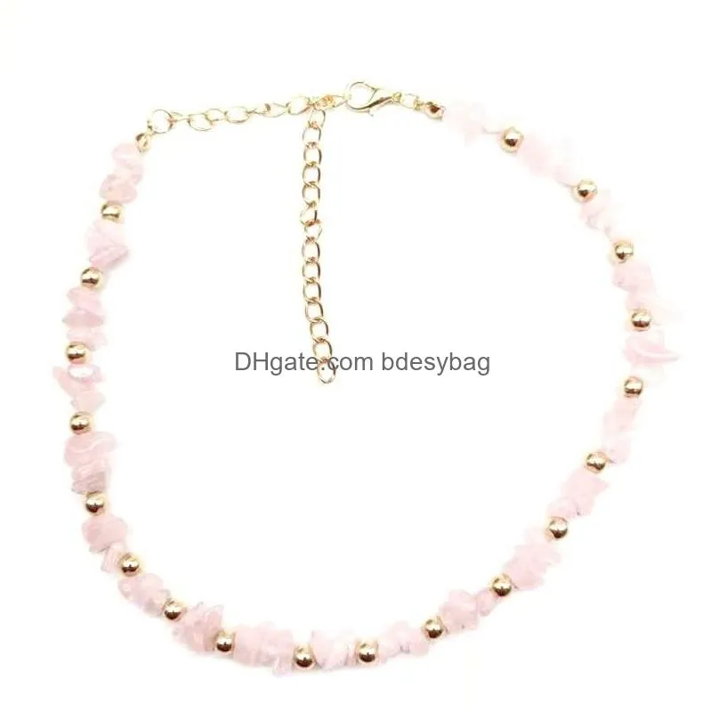 Irregular Natural Energy Crystal Stone Beaded Chain Necklaces Chokers For Women Girl Party Club Decor Jewelry