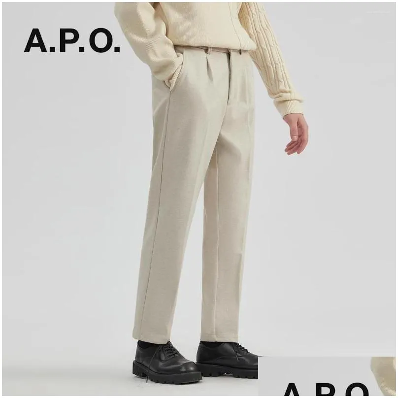 Men`S Suits & Blazers Mens Suits Spring Thicken Woolen Trousers Suit Pants Korean Loose Straight Tube Casual Wide Leg Stylish Elegant Dhdhp