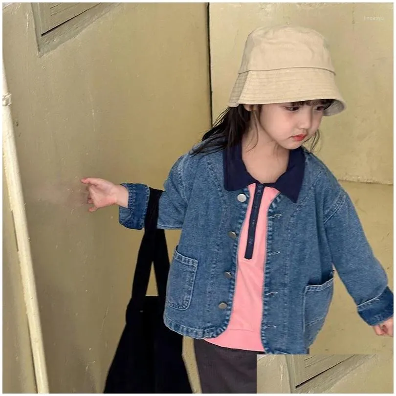 jackets 2024 fashionable baby jacket casual coat children denim top boys and girls spring autumn korean style cardigan