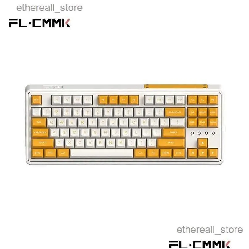 keyboards flesports cmk87 single-mode-three-mode full-key hot swap 87-key 2.4g wireless bluetooth wired mechanical keyboard pbt keycap