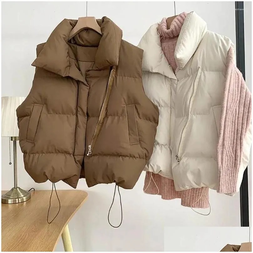 Women`S Vests Womens Vests Vest Jacket Sleeveless Padded Puffer Winter Warm Cotton Drop Delivery Apparel Women`S Clothing Women`S Oute Dhuq5