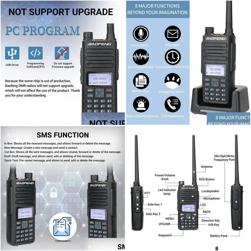 walkie talkie baofeng dr 1801 dmr two way radio dual band tier i ii time slot uhf digital poste 231117