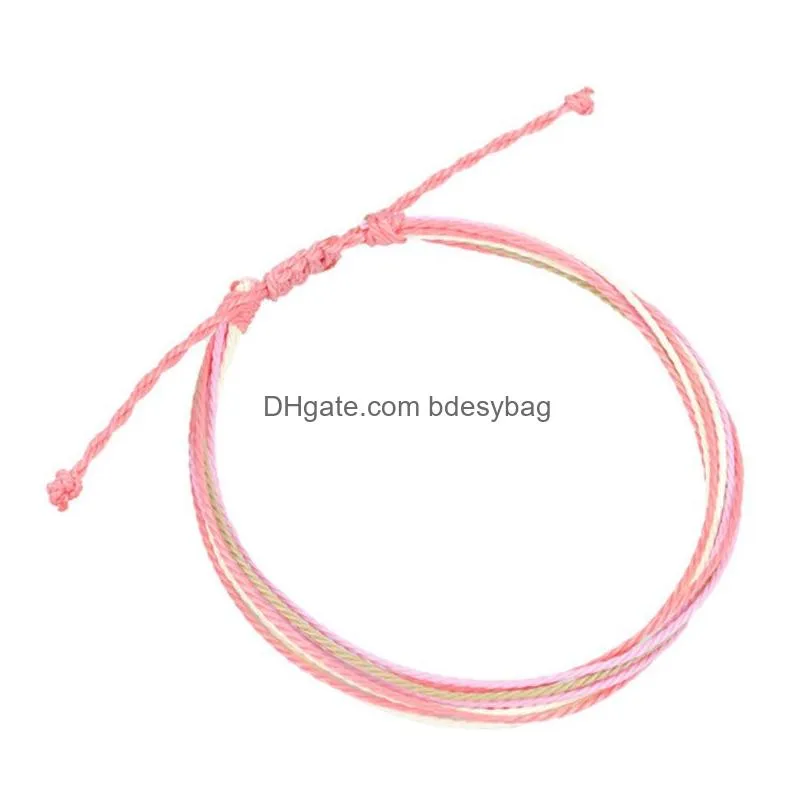 Handmade Woven Braided Rope Waterproof Anklets For Women Lady Girl Colorful Summer Beach Fashion Jewelry