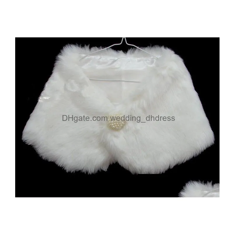 in stock white faux fur wedding bridal winter wrap shawl scarf cold weather coat3486