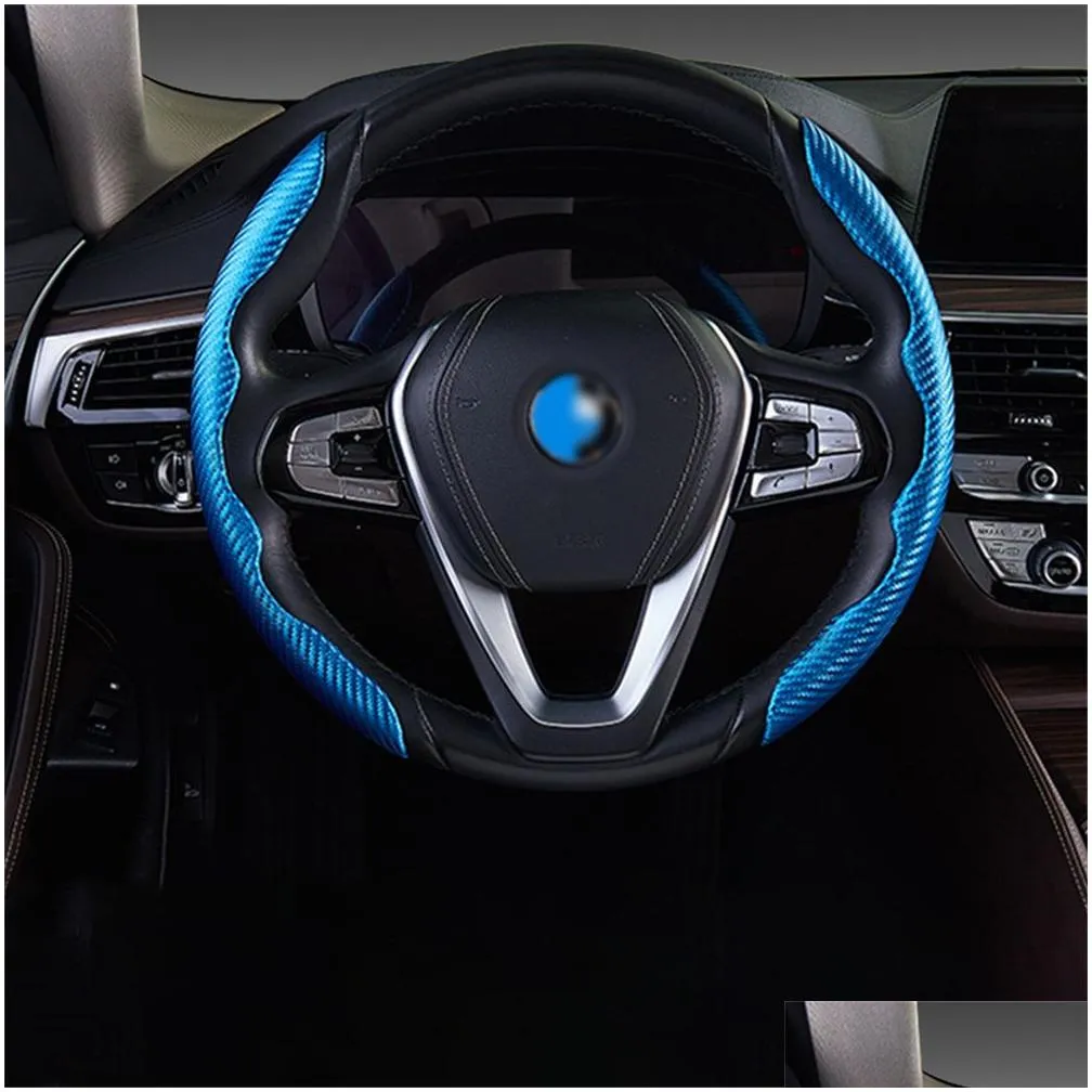 Steering Wheel Covers 1Pair Car Steering Wheel Booster Er Carbon Fiber Look Non-Slip Interior Decoration Accessories For Deco Drop Del Dheux