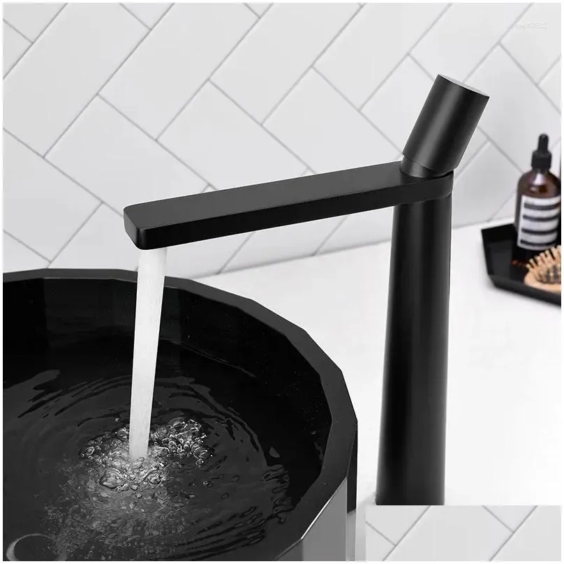 bathroom sink faucets faucet mixer cold water waterfall basin brass black white bath deck mounted washbasin tap