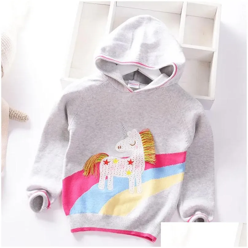 hotsell new kids sweater soft cartoon pullover sweater for girls fashion sequins childrens knitting clothes baby boy & girl jumper 3-7 y