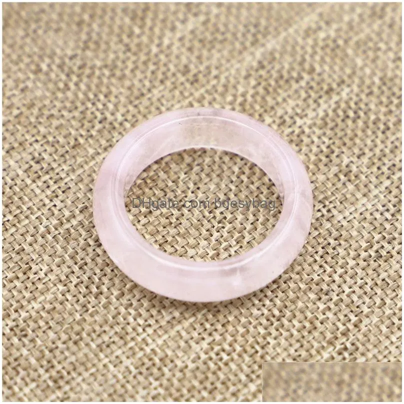 6mm Natural Crystal Stone Handmade Band Rings For Women Girl Party Club Decor Fashion Jewelry Birthday Accessories