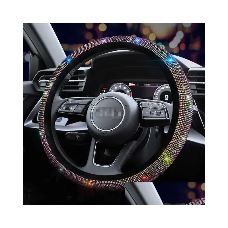 Interior Decorations New 2022 Pu Leather Car Steering Wheel Er Set Diamond Pink Ers Cases For Lady Girls Accessories Drop Delivery Aut Dh3Dj