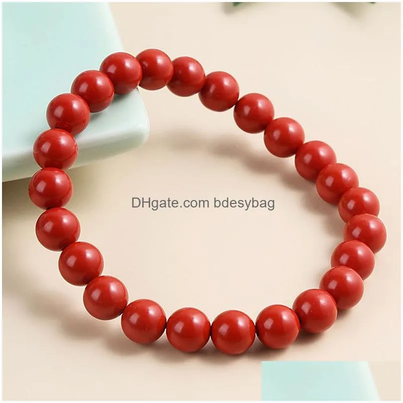 Unisex Natural Stone Red Color Strands Beaded Charm Bracelets For Wome Men Lover Birthday Handmade Elastic Jewelry