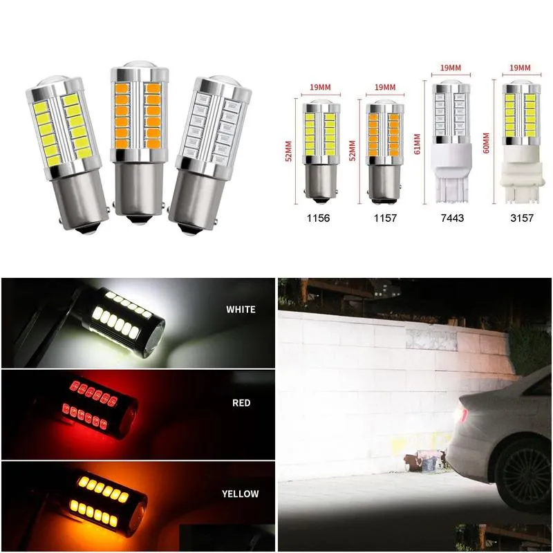 motorcyle lights 1156 1157 7443 3517 33 led bulbs 5630 smd car turn parking signal light auto brake tail lamps dc 12v4045096