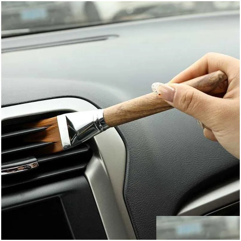 Other Interior Accessories New Car Interior Details Cleaning Brush Wooden Handle Air Outlet Clearance Dust Removal Portable Tool Drop Dhyp8