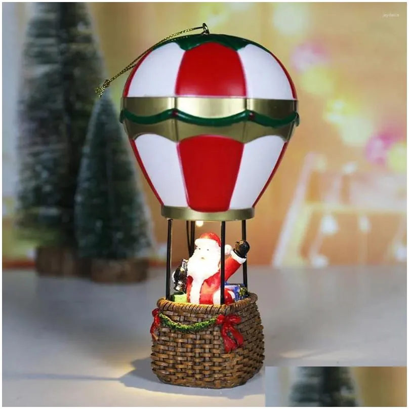 christmas decorations luminous ornaments resin santa claus snowman figurine air balloon with led light for 2024 navidad party supplies