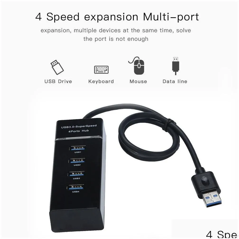 4 in 1 black usb 3.0 hub splitter for ps4/ps4 slim high speed adapter for xbox with package