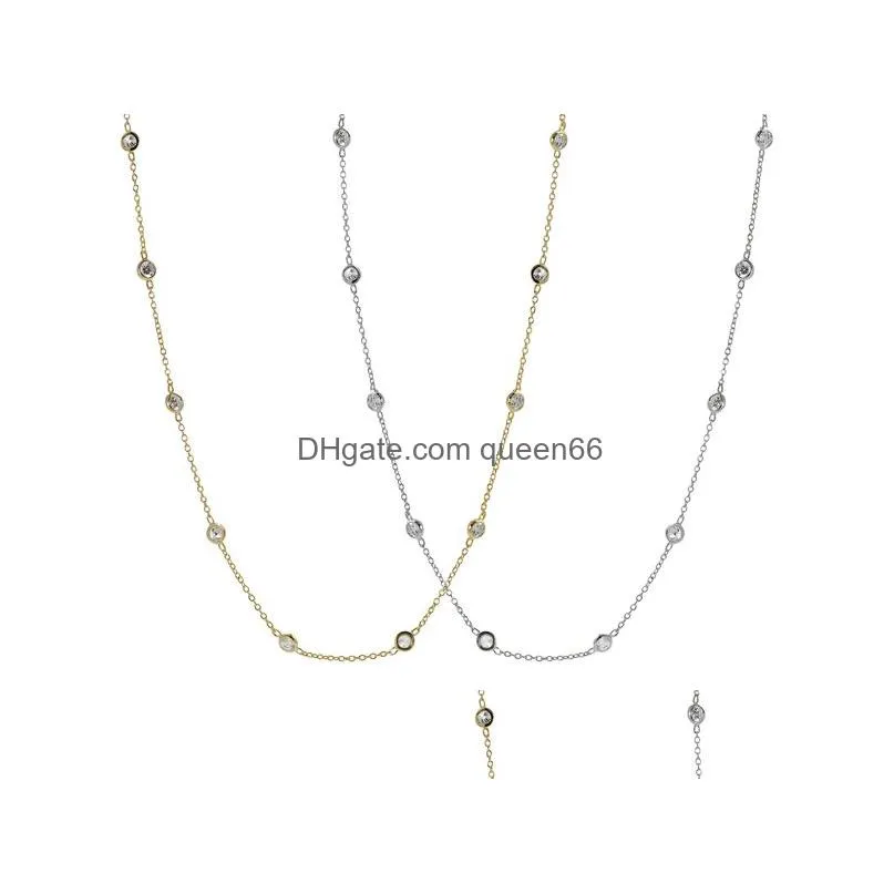 Chains Whole Salehigh Quality Fashion Women Jewelry 925 Sterling Sier Cz Station Chain Necklace For Drop Delivery Jewelry Necklaces Pe Dh38W