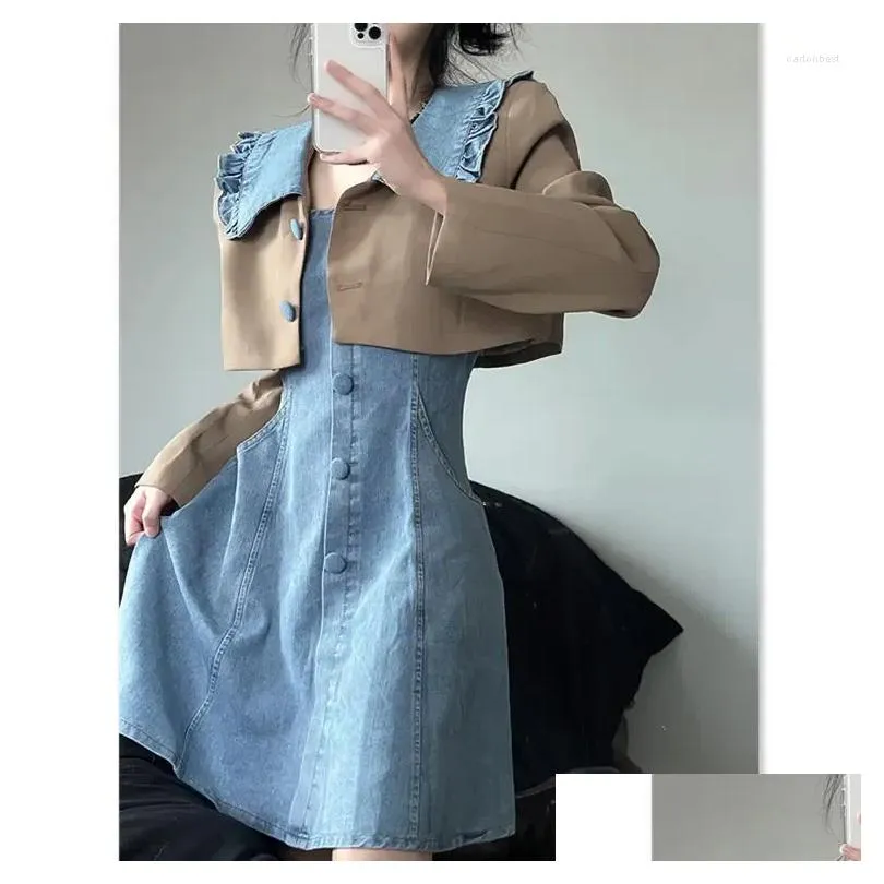 work dresses women clothing 2024 spring autumn two sets of long sleeve short small suit jacket korean style casual fashion dress set