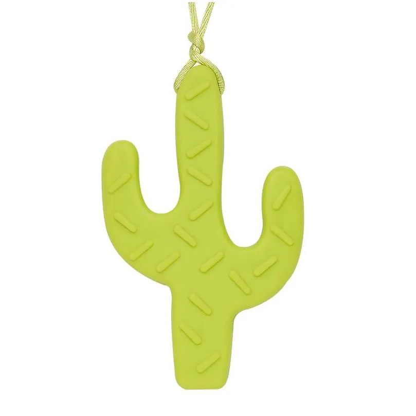 cactus teething necklace silicone teether food grade silicone cacti beads baby chew toy sensory nursing necklace chewable pendant