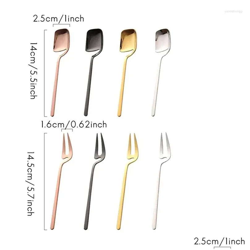 forks 8 pcs stainless steel spoon fork retro coffee sugar dessert cake ice cream spoons mixing set colorful