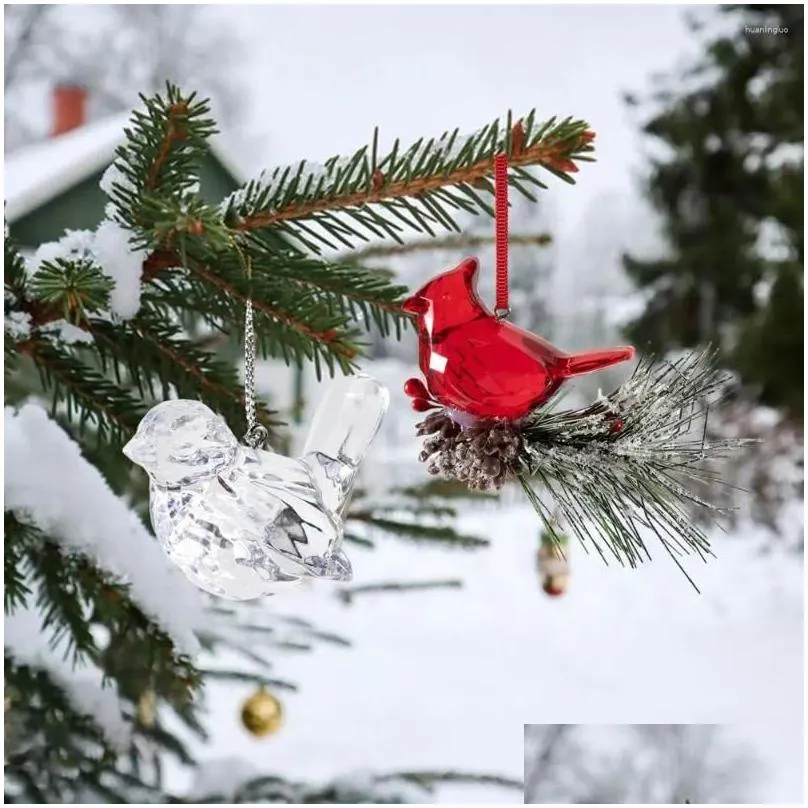christmas decorations acrylic bird pendant sparkling tree ornament pinecone ornaments fine texture decor