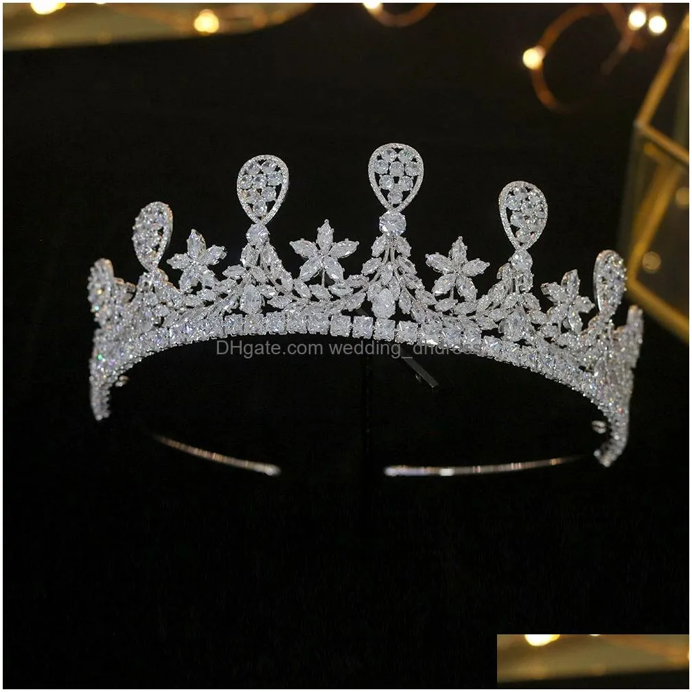 high quality crystal cubic zirconia wedding bridal tiara luxury crown tiara womens dance party hair accessories204q