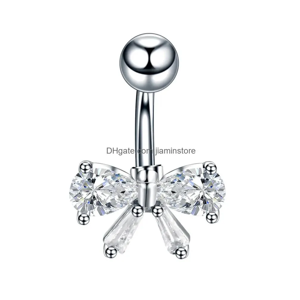 Navel & Bell Button Rings New Stainless Steel Navel Piercings Zircon Belly Button Rings Piercing Body Jewelry Drop Delivery Jewelry B Dhw6J