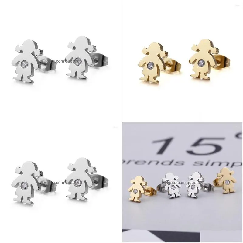 Stud Earrings Fashion Jewelry Simple Glossy Little Girl Drop Delivery Dhjls