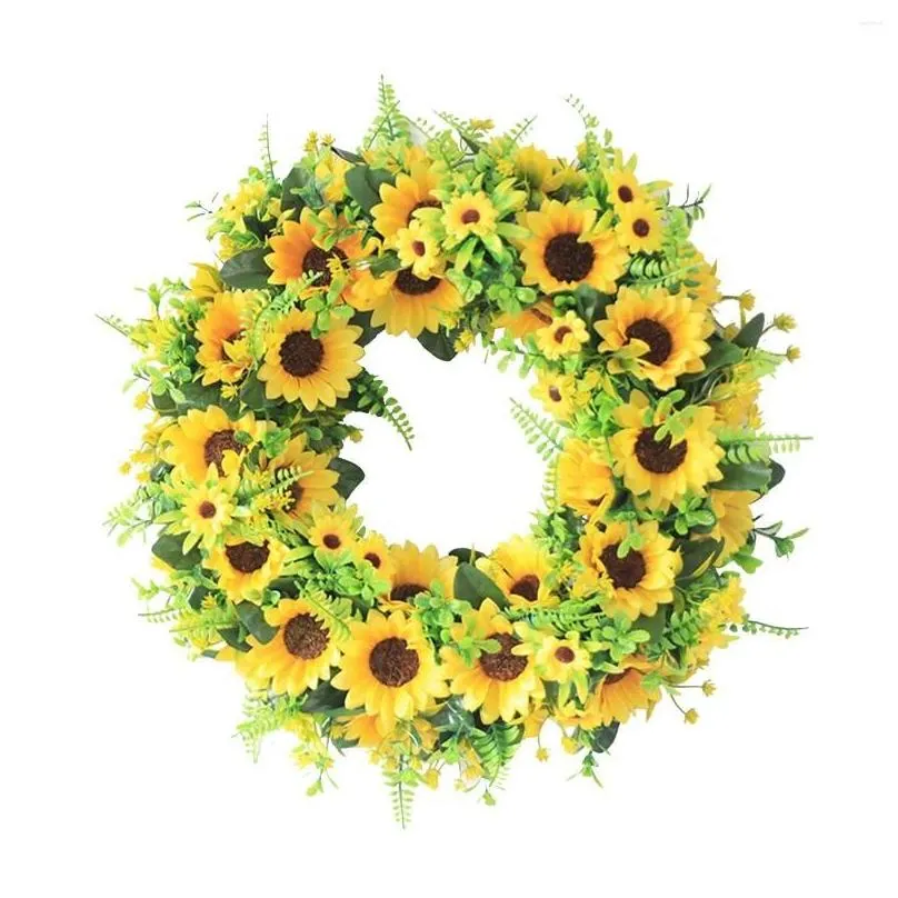 decorative flowers deluxe happy party festival wreath sunflower simulation rattan door wall decoration