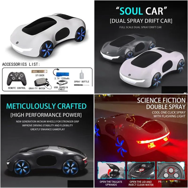 2.4g electronics cool rc drift stunt car toys with spray light kids sound-controlled remote control car radio control toys