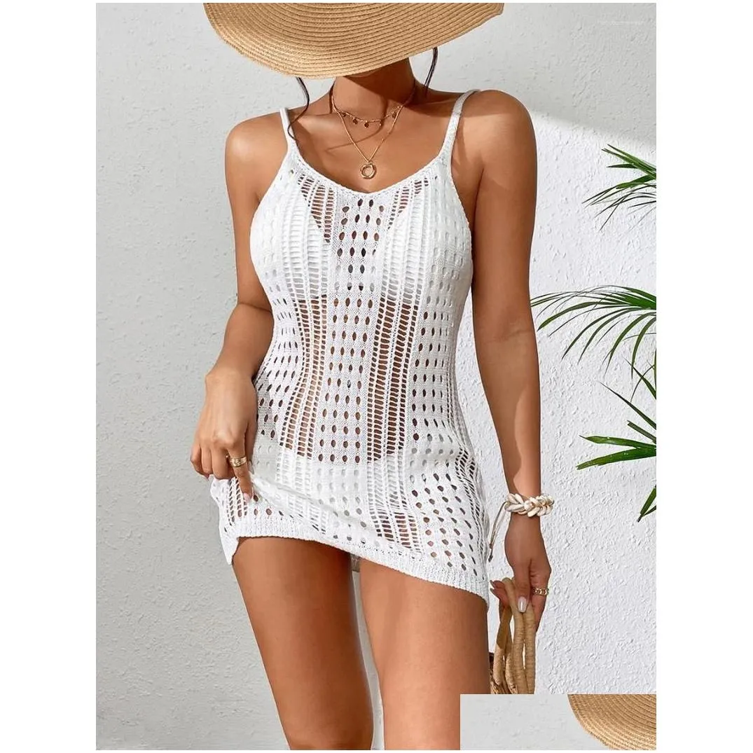 Basic & Casual Dresses Women S Cloghet Hollow Out Swimsuit Er Up Stylish Mesh Tunic Beach Dress For Swimwear Summer Drop Delivery App Dhi01