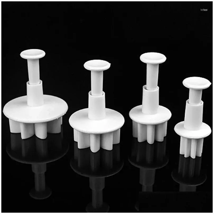 baking moulds 4pcs/set cutter sugarcraft fondant christmas birthday cake decorating mold cookie mode tool flower plunger