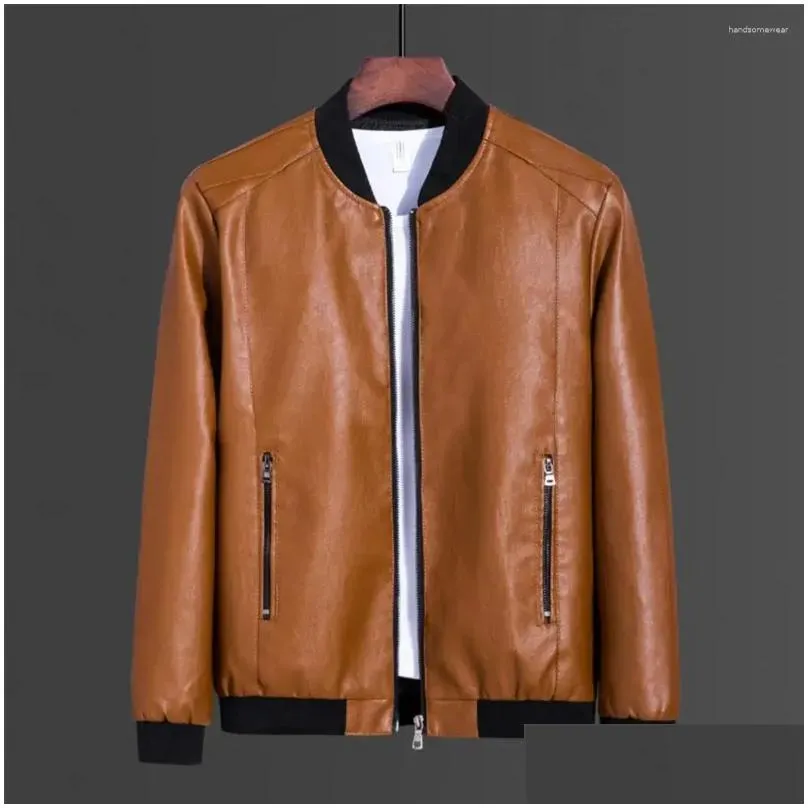 Men`S Jackets Mens Jackets Men Faux Leather Jacket Long-Sleeved Windproof Vintage Smooth Winter Stand Collar Drop Delivery Apparel Men Dhfuw